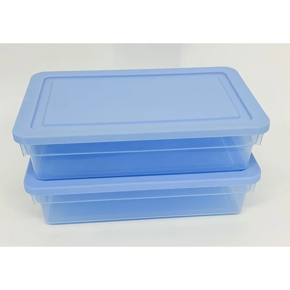 2 Vintage Rubbermaid Keepers Storage Containers 0286 Slate Blue Boxes and Lids